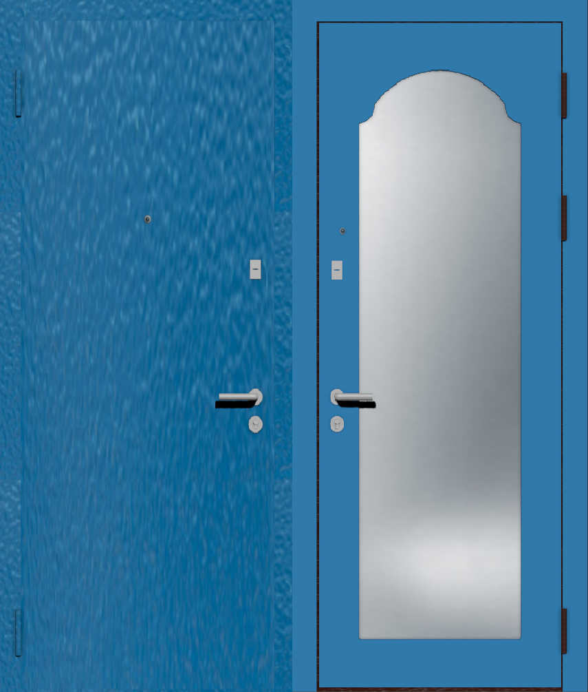 Дешевая металлическая дверь с отделкой порошковое напыление и МДФ Эмаль с классической фрезеровкой